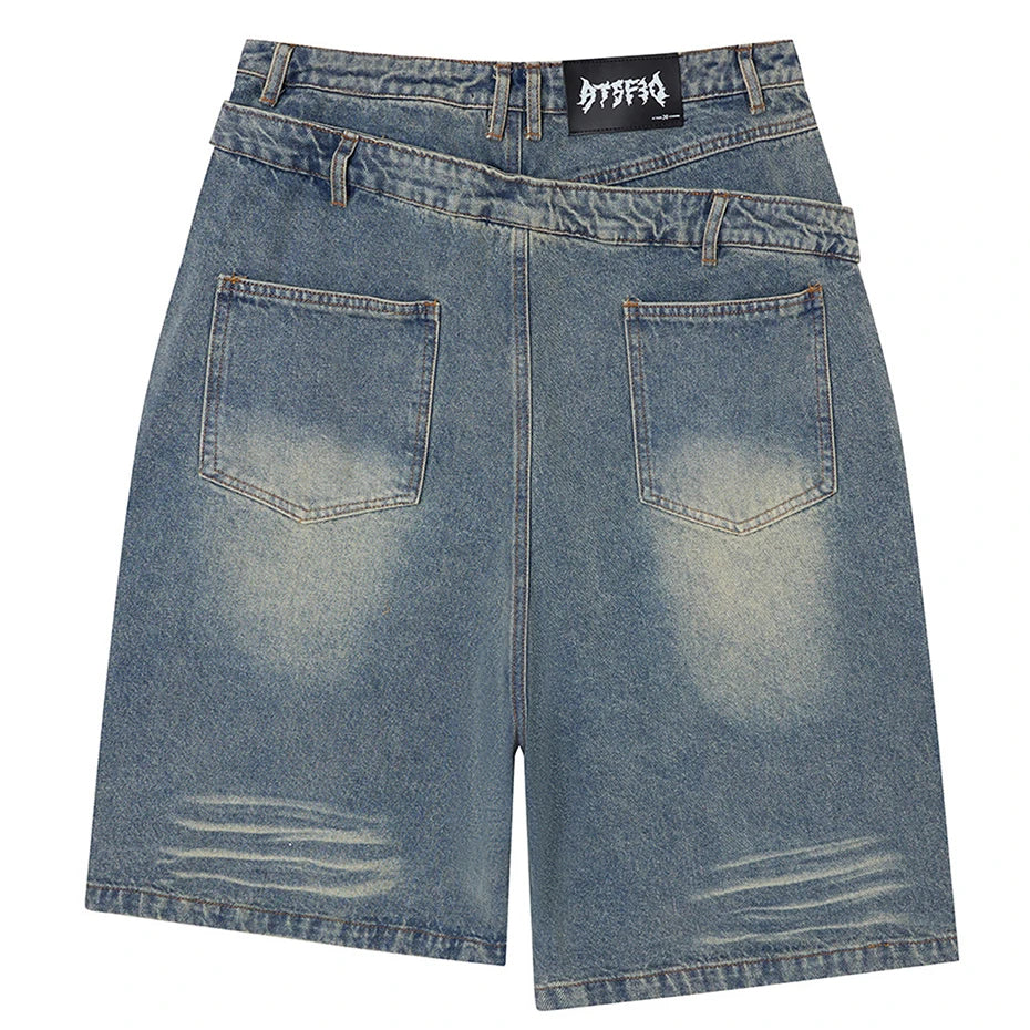Vintage Ripped Denim Shorts — front view