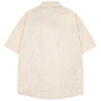 Vintage Cat Striped Graphic Loose Shirt — front view