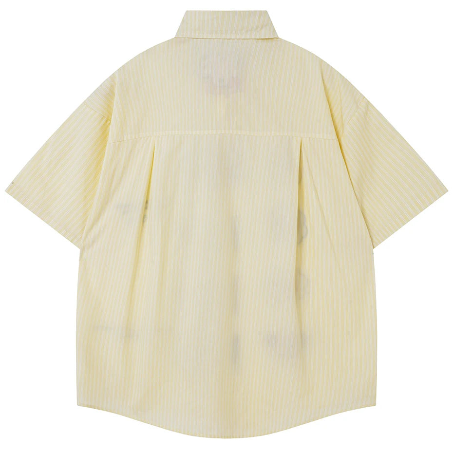 Button Cat Graphic Loose Shirt — front view
