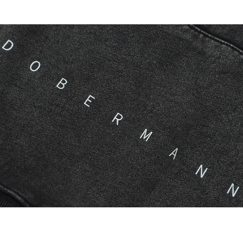 Retro Black Doberman Dog Graphic Oversized Hoodie — fit shot