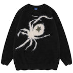 Goth Black Star Spider Knit Oversized Sweater — styling shot
