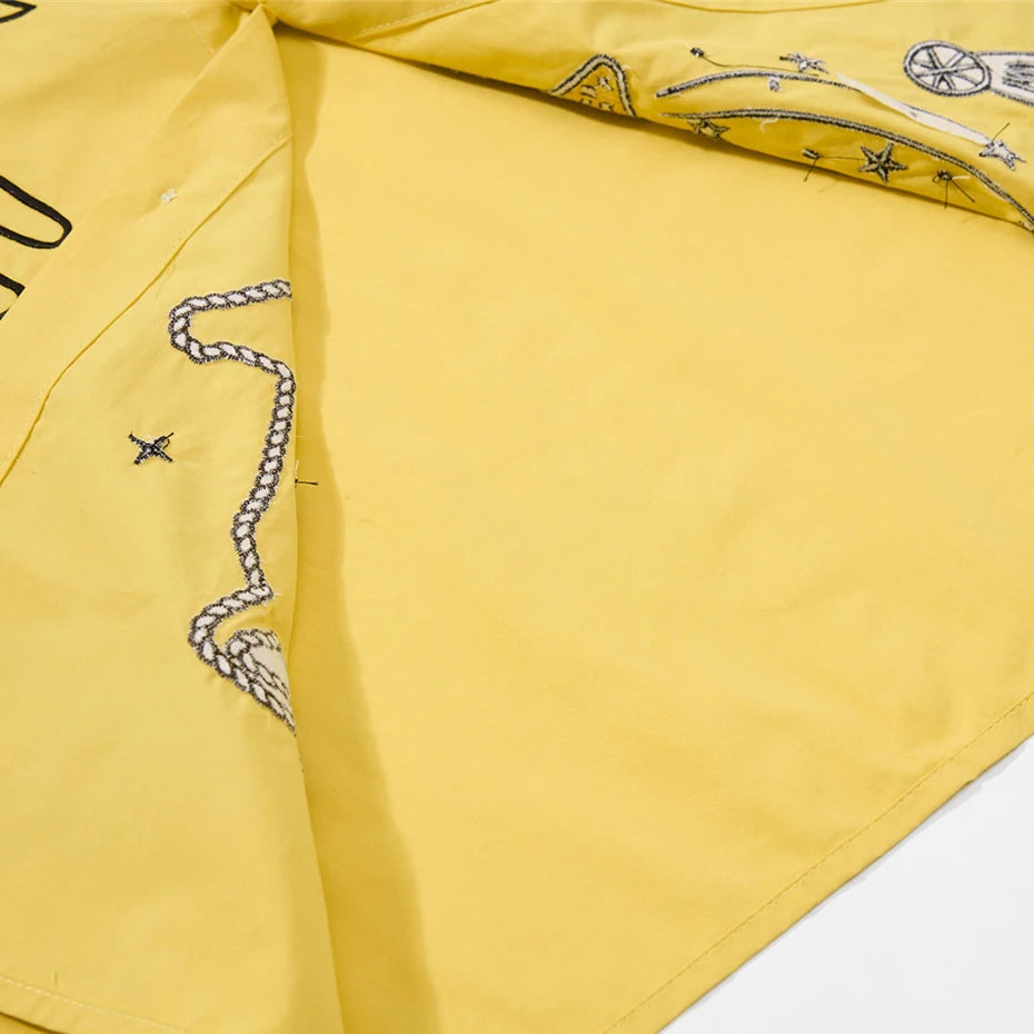 Loose Vintage Cat Graphic Oversized Shirt — fabric close-up