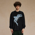 Black Robot Graphic Long Sleeve Tee — front view
