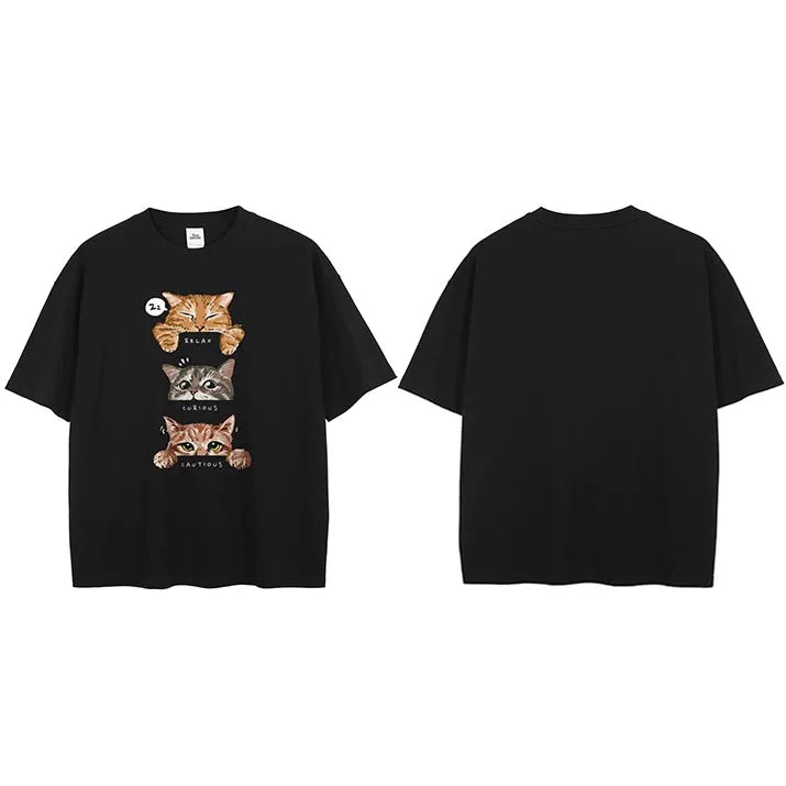 Letter Cartoon Cat Graphic T-Shirt — side view