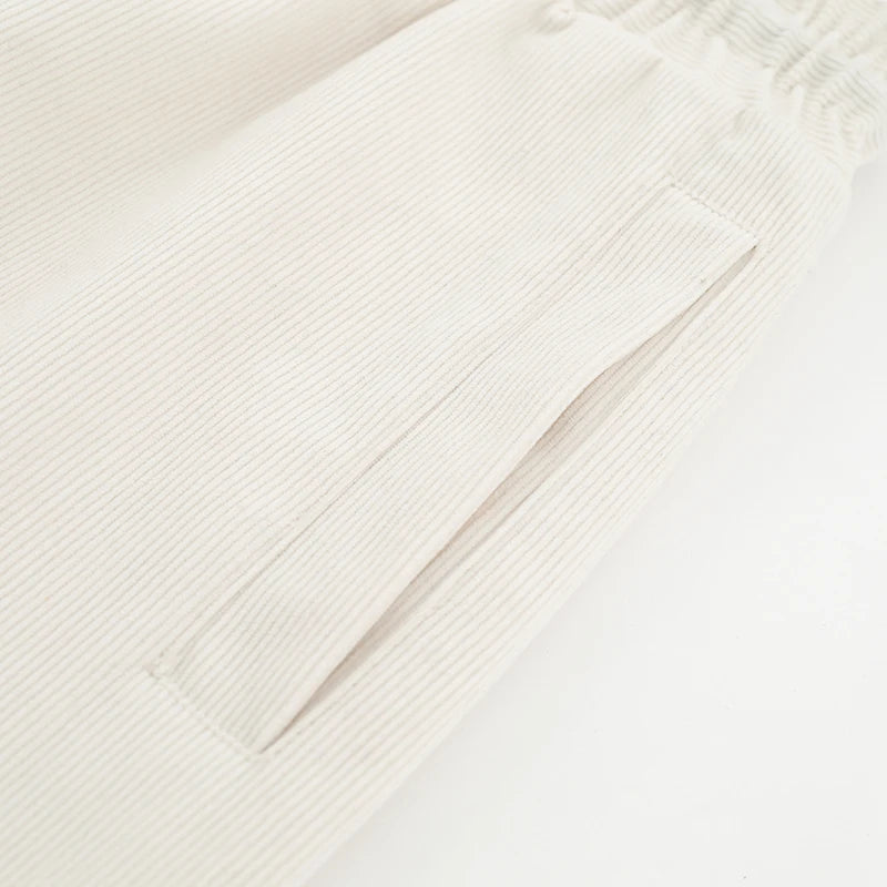 Sport Striped Corduroy Baggy Varsity Jacket — styling shot
