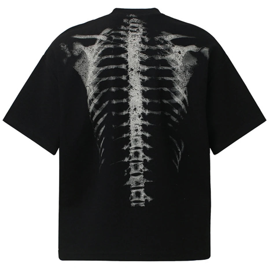 Y2K Black Skeleton Graphic Oversized T-Shirt — front view