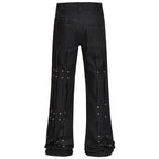 Black Pleated Denim Loose Jeans — front view