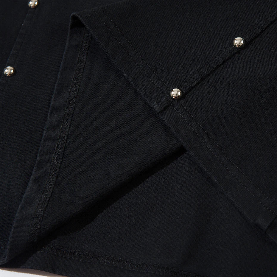 Punk Patchwork Oversized T-Shirt — fabric close-up