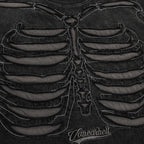 Punk Black Skeleton Ripped Loose T-Shirt — fit shot