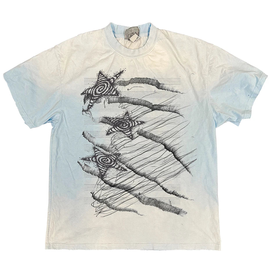 Y2K Tie Dye Graphic Oversized T-Shirt — detail shot