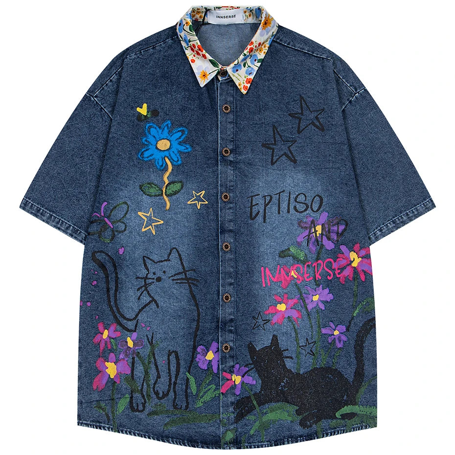 Vintage Cat Graphic Oversized Shirt — styling shot