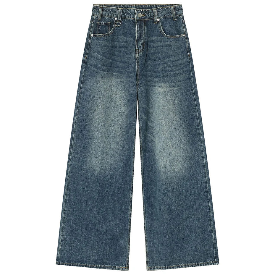 Vintage Blue Denim Loose Jeans — back view
