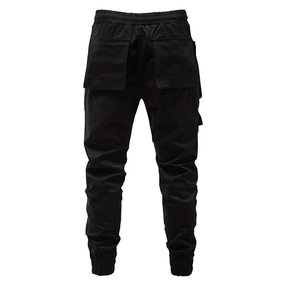 Punk Black Zip Cargo Pants — back view