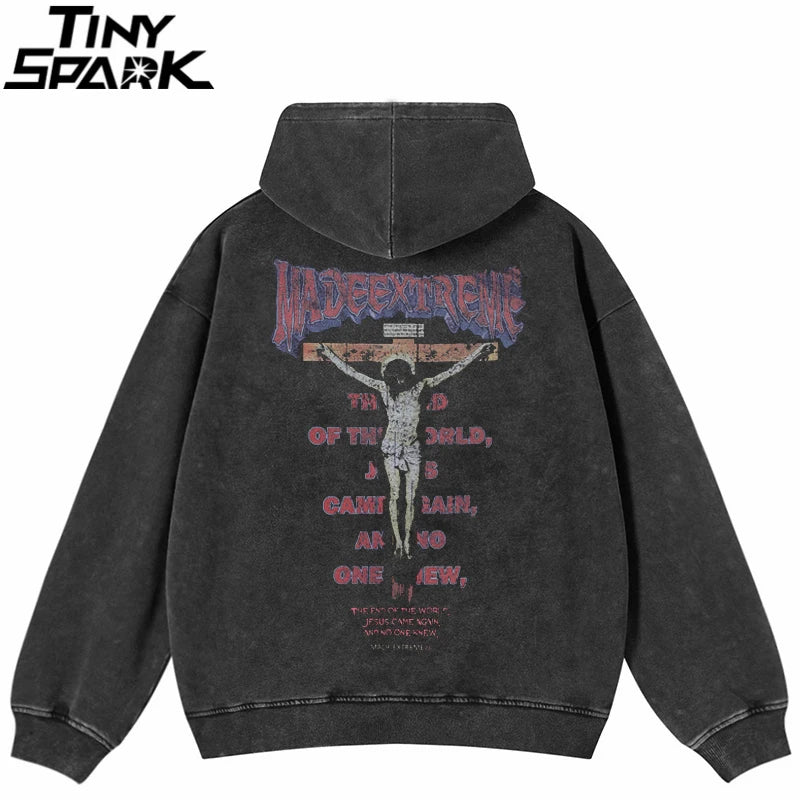 Black Letter Print Hoodie — front view