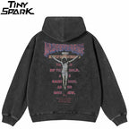 Black Letter Print Hoodie — front view