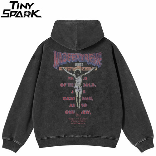 Black Letter Print Hoodie — front view