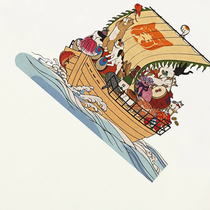 Funny Y2K White Cartoon Graphic T-Shirt — detail shot