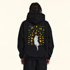 White Cat Print Hoodie — detail shot