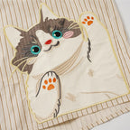 Shirts Vintage Cat Embroidered Oversized Shirt — fabric close-up