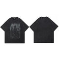 Retro Black Shadow Washed T-Shirt — fabric close-up