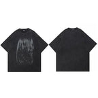 Retro Black Shadow Washed T-Shirt — fabric close-up