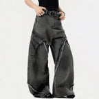 Vintage White Denim Baggy Jeans — back view