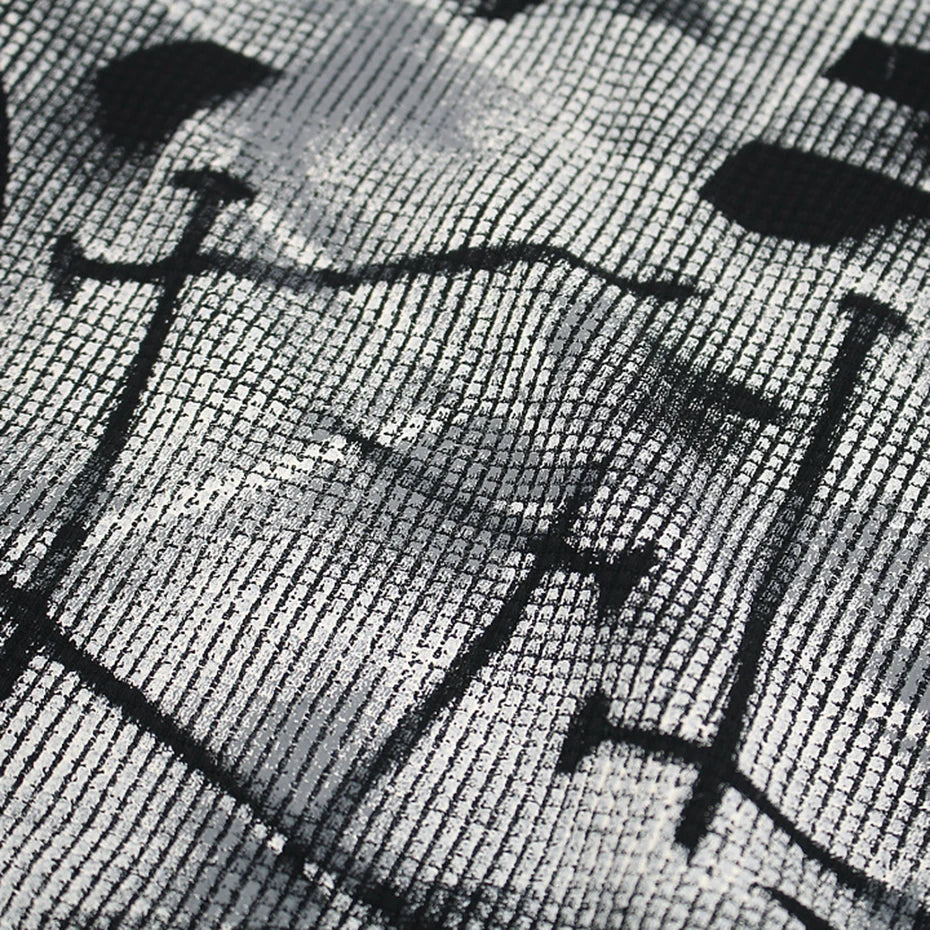 Y2K Skeleton Graphic Oversized T-Shirt — fabric close-up