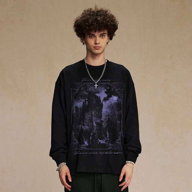 Car Black Graphic Long Sleeve Tee — front view