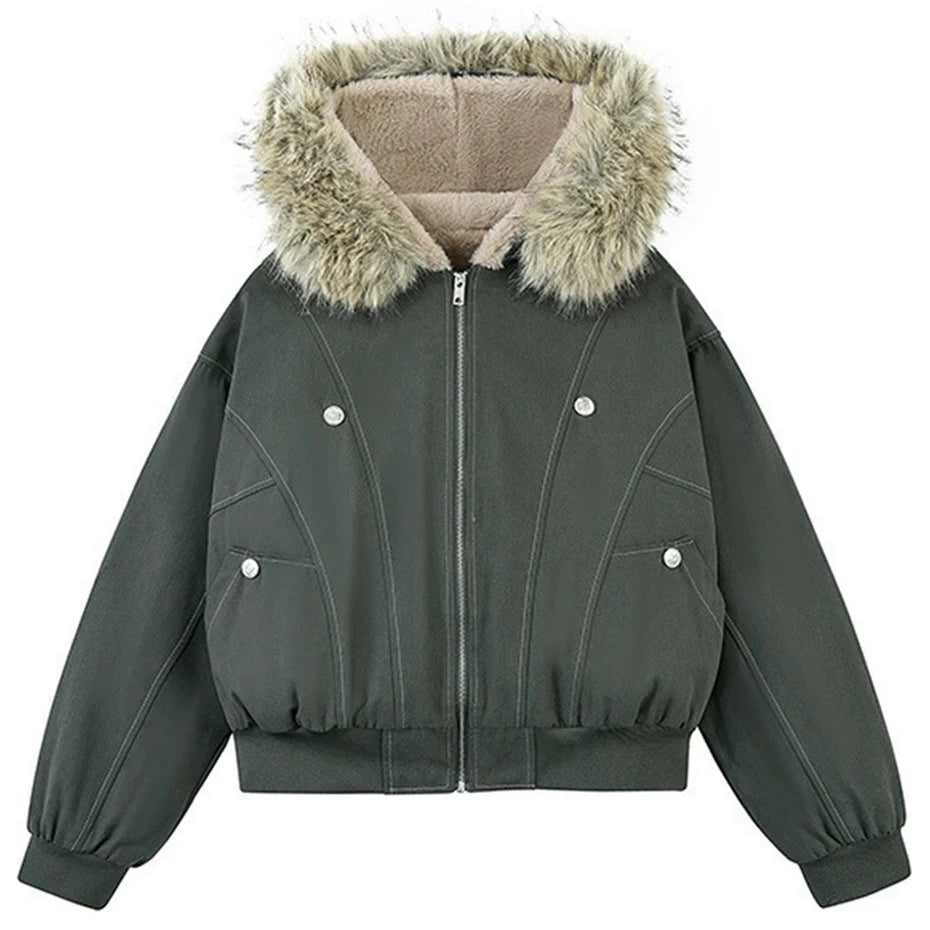 Vintage Padded Fur Puffer Jacket — back view