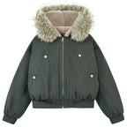 Vintage Padded Fur Puffer Jacket — back view