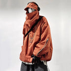 Techwear Car Hooded Oversized Coat — front view