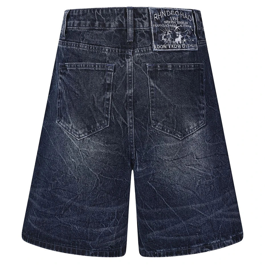 Jeans Vintage Blue Loose Denim Shorts — front view