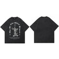 Washed Retro Black Cross Graphic Oversized T-Shirt — styling shot
