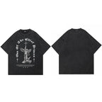 Washed Retro Black Cross Graphic Oversized T-Shirt — styling shot