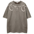 Tshirts Vintage Graphic Suede Oversized T-Shirt — back view