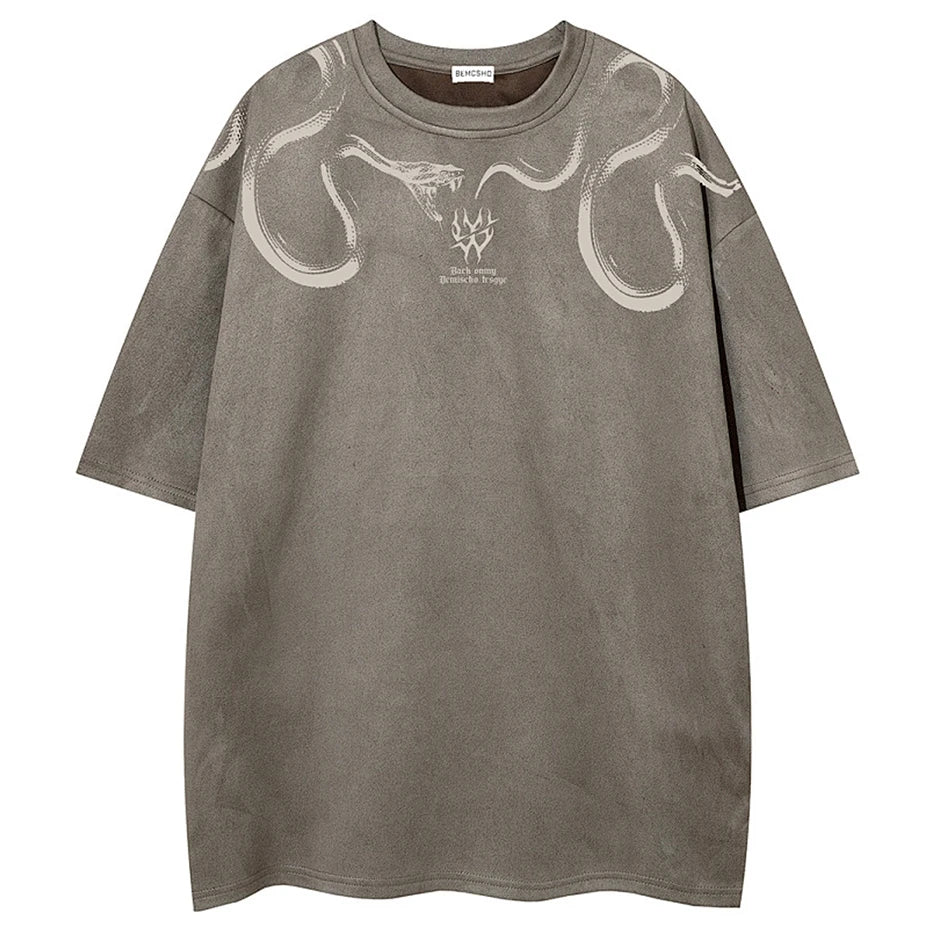 Tshirts Vintage Graphic Suede Oversized T-Shirt — back view