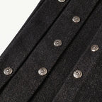 Black Pleated Denim Loose Jeans — fabric close-up
