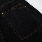 Loose Black Patchwork Denim Baggy Jeans — fit shot