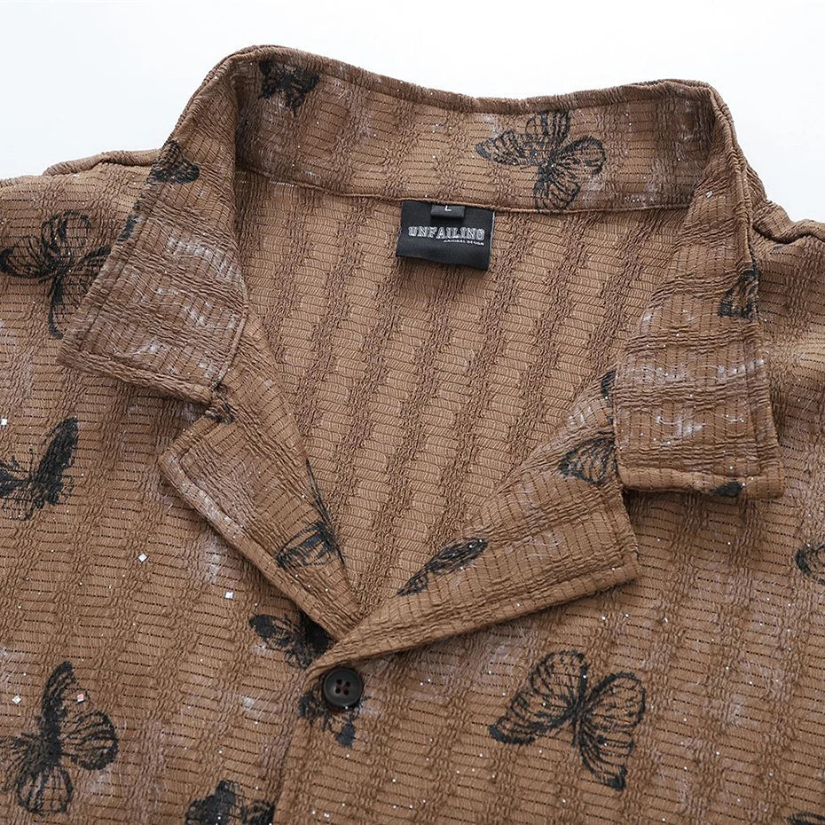 Vintage Butterfly Graphic Loose Shirt — fit shot