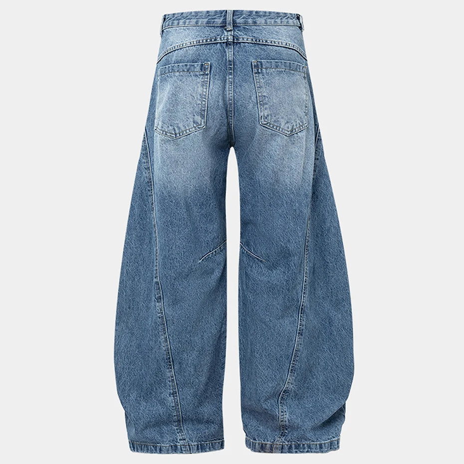 Y2K Vintage Blue Denim Baggy Jeans — detail shot
