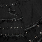 Punk Black Patchwork Denim Jeans — fit shot