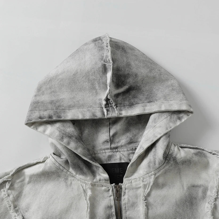 Vintage Hooded Oversized Jacket — fit shot