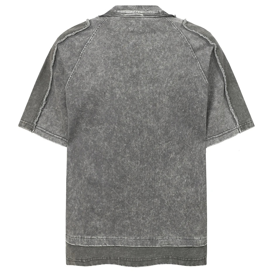 Fake Vintage Patchwork Oversized T-Shirt — front view