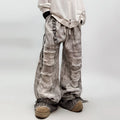 Vintage Denim Baggy Ripped Jeans — fabric close-up
