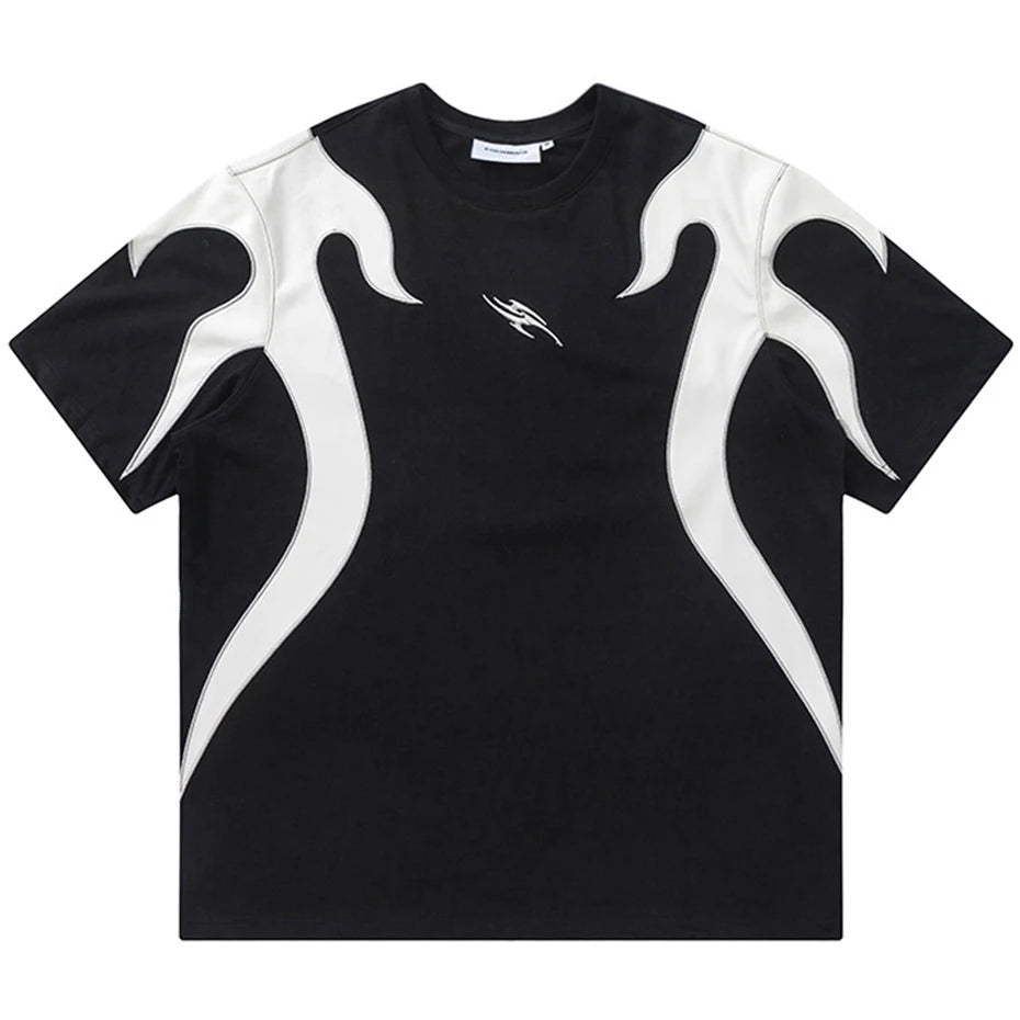 Black Spliced Graphic Oversized T-Shirt — styling shot