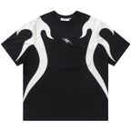 Black Spliced Graphic Oversized T-Shirt — styling shot