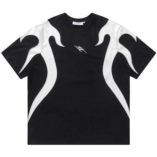 Black Spliced Graphic Oversized T-Shirt — styling shot