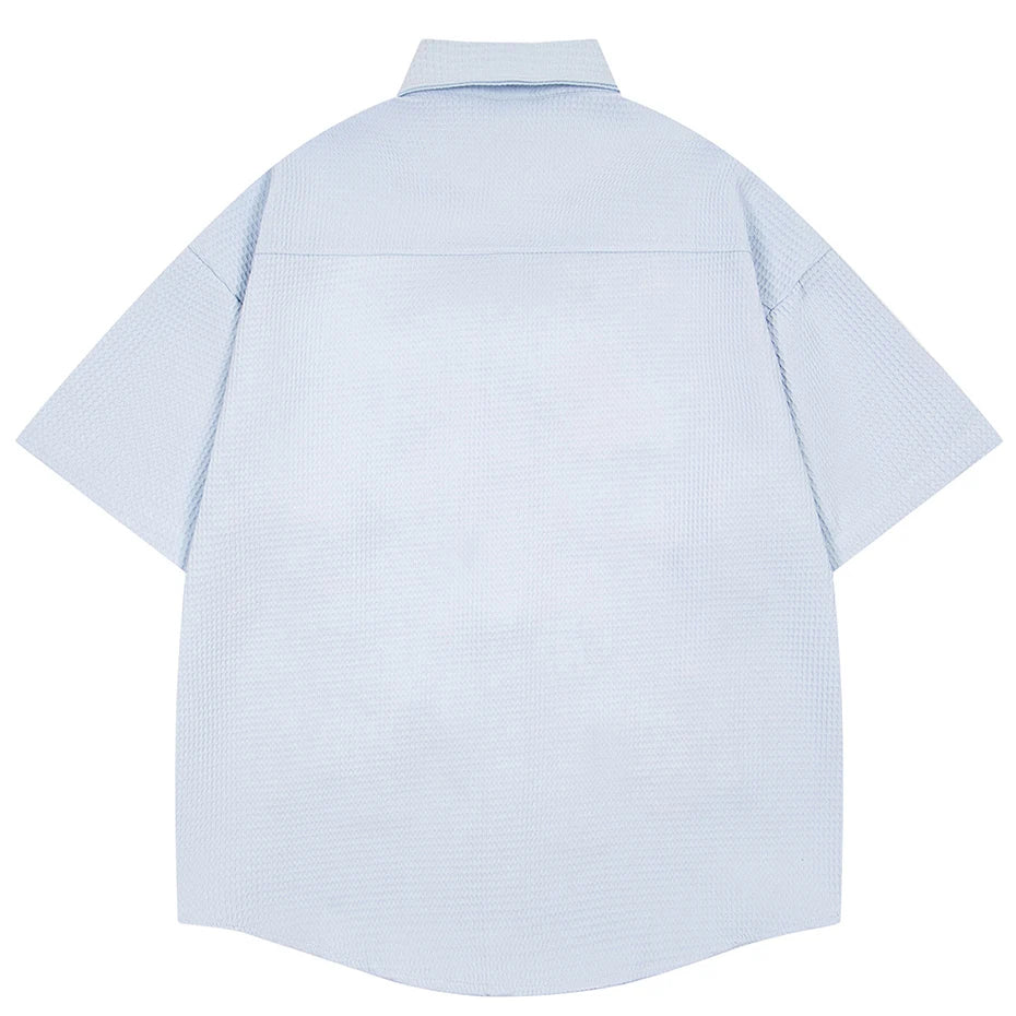 Cartoon Cat Graphic Loose Shirt — front view