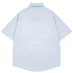 Cartoon Cat Graphic Loose Shirt — front view
