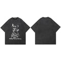 Funny Black Doberman Dog Graphic Oversized T-Shirt — fabric close-up